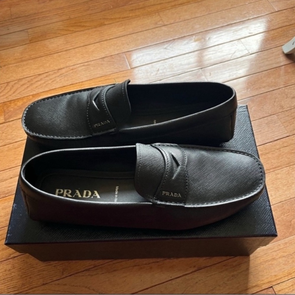 Prada Black Leather Loafers